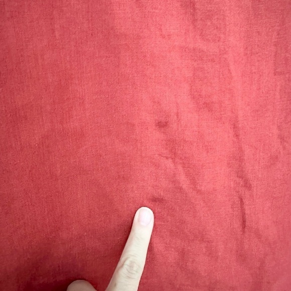 EILEEN FISHER Top small Linen Tunic Blouse Popover Round Neck Long Sleeve Red - Picture 3 of 7